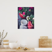 Roze en witte tuin-geranium bloemen poster (Keuken)