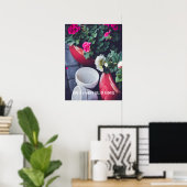 Roze en witte tuin-geranium bloemen poster (Thuiskantoor)