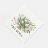 Roze en witte Tulip Birthday Bouquet Servet (Hoek)
