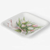 Roze en witte Tulip Bouquet Papieren Bordje (Gebogen)