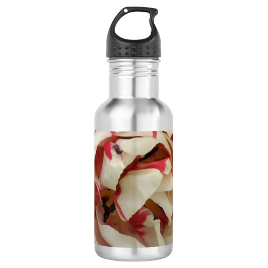Roze en witte Tulip Waterfles (Voorkant)