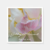 Roze en witte Tulp Bloedlentes Servet (Voorkant)