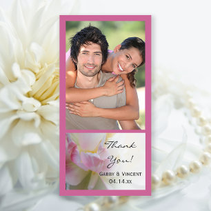 Roze en Witte Tulp Bloem Bruiloft Dank U Bedankkaart