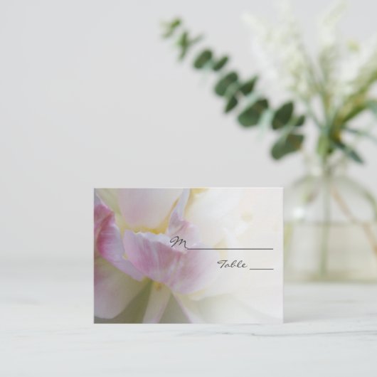 Roze en Witte Tulp Bloem Bruiloft Plaats Kaart Plaatskaartje (Staand voorkant)