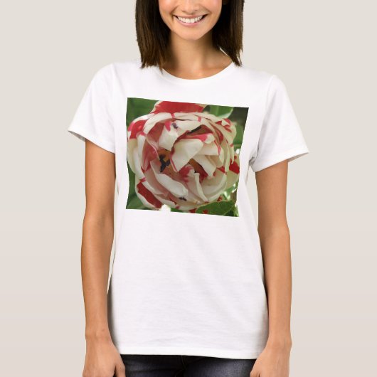Roze en witte Tulp Dames T Shirt (Voorkant)