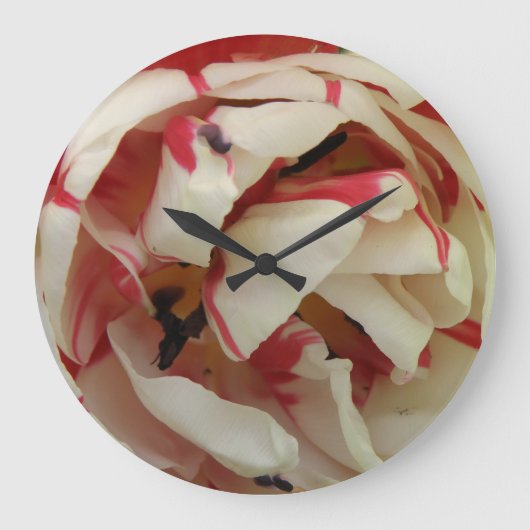Roze en witte Tulp wandklok (Voorkant)