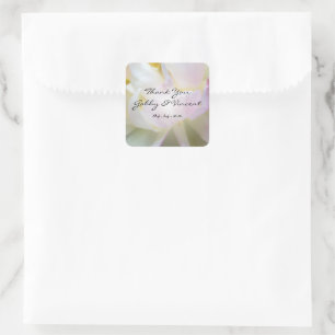 Roze en Witte Tulpen Bruiloft Dank U Favor Tag Vierkante Sticker