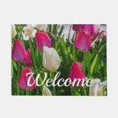 Roze en witte tulpen, fijn deeg deurmat (Voorkant)