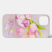 Roze en witte tulpen in het TEA-bekermonogram Case-Mate iPhone Case (Achterkant (horizontaal))