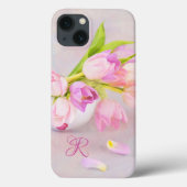 Roze en witte tulpen in theekopjes Monogram Case-Mate iPhone Case (Achterkant)