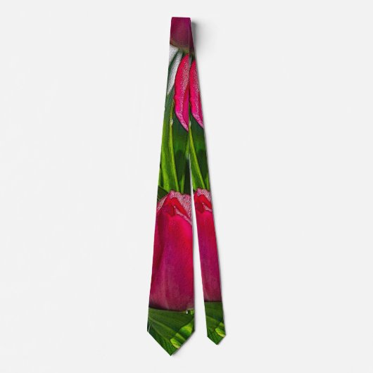 Roze en witte tulpen Painterse Stropdas (Voorkant)