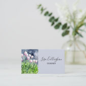 Roze en witte tulpen visitekaartje (Staand voorkant)