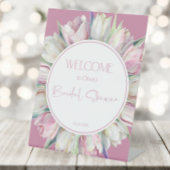 Roze en witte tulpen Vrijgezellenfeest Welkom Reclamebord Met Voetstuk