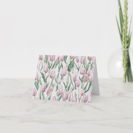 Roze en witte tulpenbloemen bedankt notitiekaartje