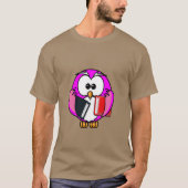 Roze en witte uil die sommige schoolboeken bijhoud t-shirt (Voorkant)