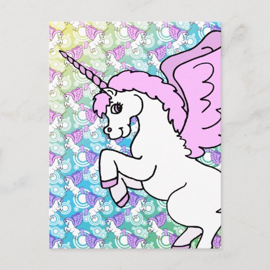 Roze en witte Unicorn Grafisch Briefkaart (Voorkant)