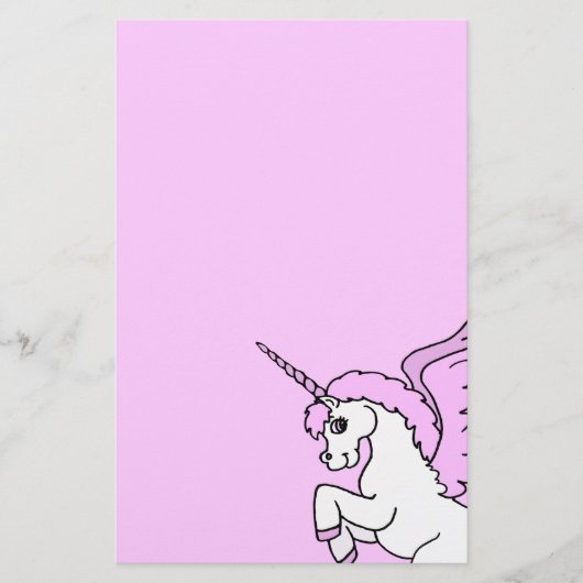 Roze en witte Unicorn Grafisch Briefpapier (Voorkant)