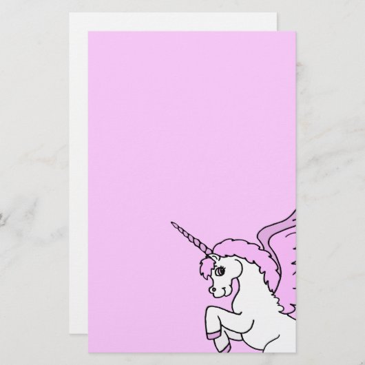 Roze en witte Unicorn Grafisch Briefpapier (Voorkant / Achterkant)