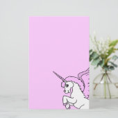Roze en witte Unicorn Grafisch Briefpapier (Staand voorkant)