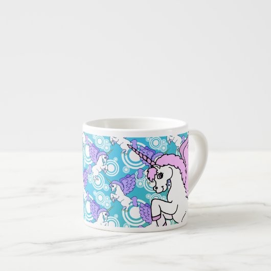 Roze en witte Unicorn Grafisch Espresso Kop (Voorkant rechts)