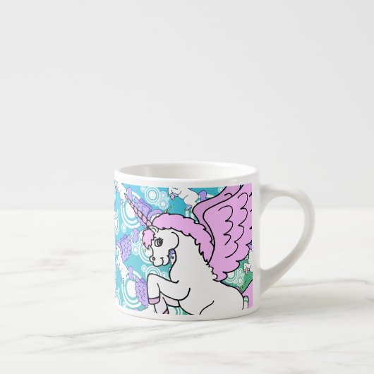 Roze en witte Unicorn Grafisch Espresso Kop (Rechts)