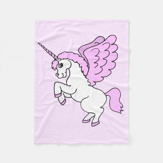 Roze en witte Unicorn Grafisch Fleece Deken (Voorkant)