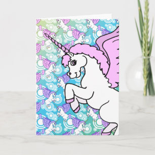 Roze en witte Unicorn Grafisch Kaart