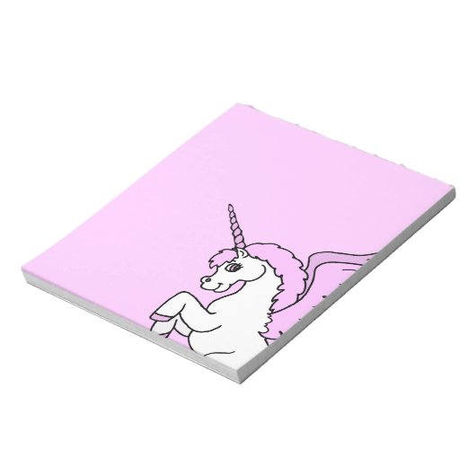 Roze en witte Unicorn Grafisch Notitieblok (Linkerzijde)
