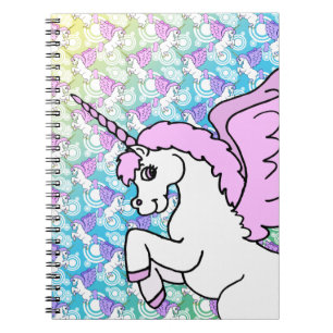 Roze en witte Unicorn Grafisch Notitieboek