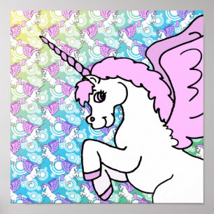 Roze en witte Unicorn Grafisch Poster