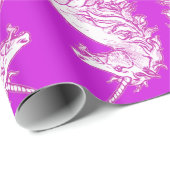 Roze en witte unicorn Patroon Cadeaupapier (Rol Hoek)