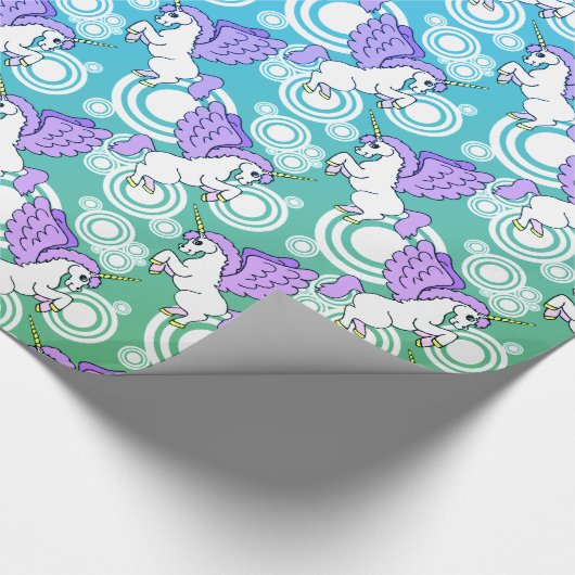 Roze en witte unicorn Patroonontwerp Cadeaupapier (Hoek)