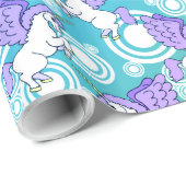 Roze en witte unicorn Patroonontwerp Cadeaupapier (Rol Hoek)