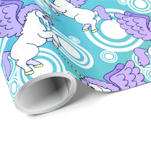 Roze en witte unicorn Patroonontwerp Cadeaupapier (Rol Hoek)