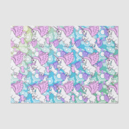 Roze en witte unicorn Patroonontwerp Tissuepapier