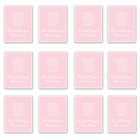 Roze en Witte Vaas Boekplaat Stickers (Voorkant)