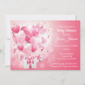 Roze en witte Valentijn Harde Baby shower Kaart (Voorkant)