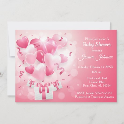 Roze en witte Valentijn Harde Baby shower Kaart (Voorkant)