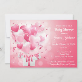 Roze en witte Valentijn Harde Baby shower Kaart