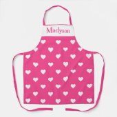 Roze en Witte Valentijn Harten Custom Schort (Voorkant)