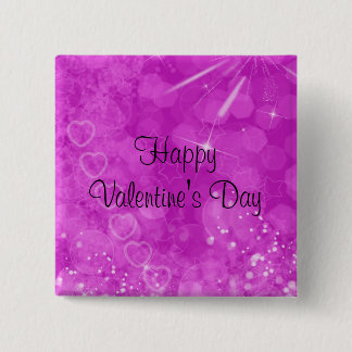 Roze en witte Valentijn Vierkante Button 5,1 Cm