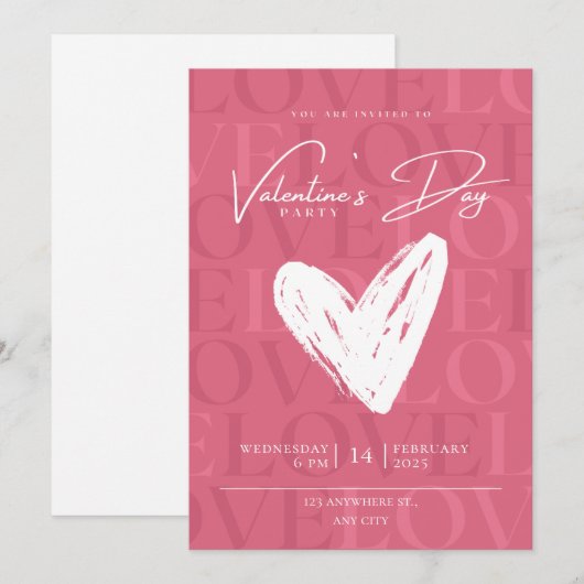 Roze en witte Valentijnsdag Feestdagenkaart (Voorkant / Achterkant)