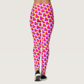 Roze en witte Valentijnsdag hartpatroon Leggings (Achterkant)