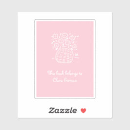 Roze en Witte Vase Bookplaat Sticker