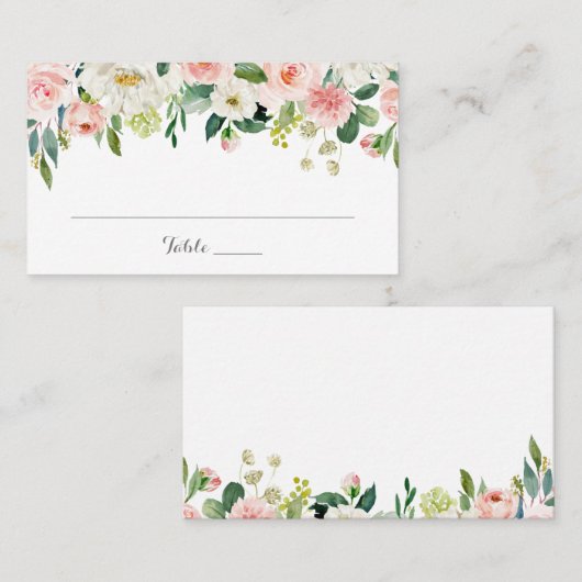 Roze en witte vaste kaart voor het huwelijk plaatskaartje (Voorkant / Achterkant)