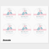 Roze en witte vedervogels Wedding Favor Sticker (Vel)