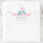 Roze en witte vedervogels Wedding Favor Sticker (Tas)