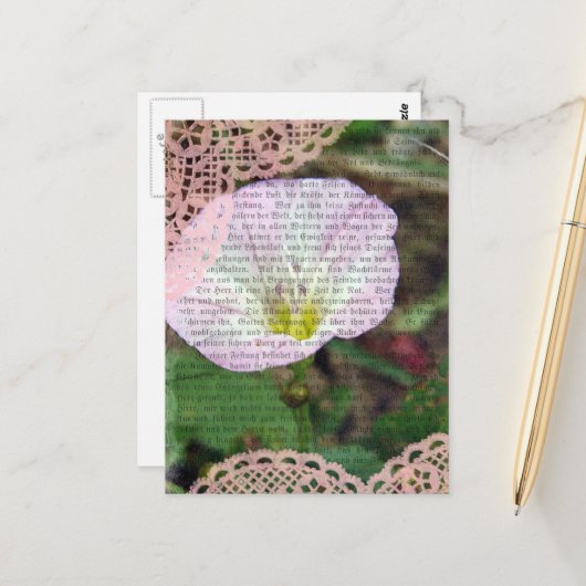 Roze en witte vellen BindWeed Briefkaart (Voorkant / Achterkant in situ)