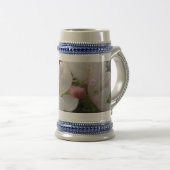 Roze en witte ventilator grijs /Blue 22 oz Stein Bierpul (Voorkant rechts)