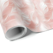 Roze en Witte Veren Patroon Bruid Cadeaupapier (Rol Hoek)